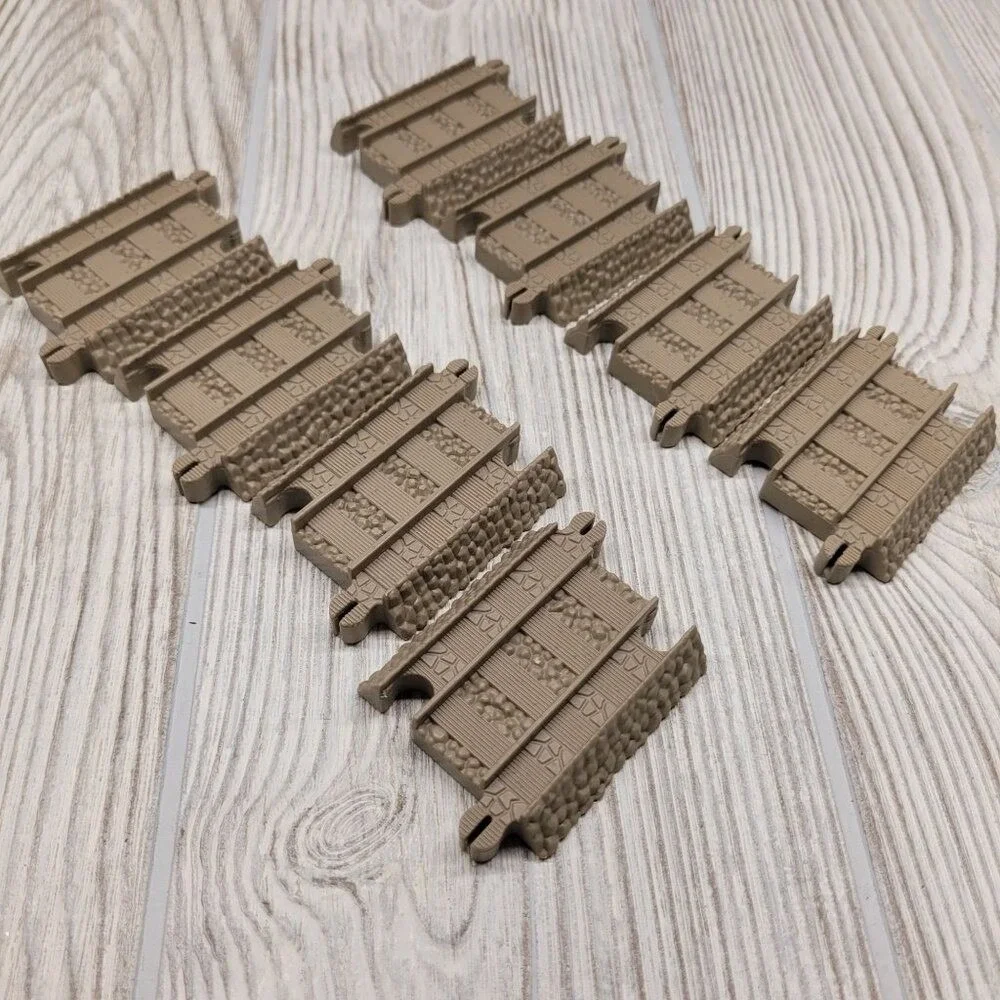 Fisher Price Thomas TrackMaster Train Track 8pc Tan Straight Stone Edge‎ Pieces